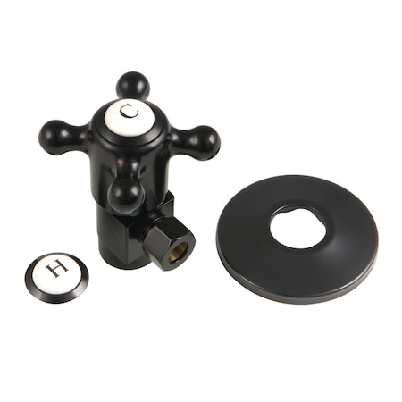 Kingston Brass 1/2"IPS x 3/8"O.D. Anti-Seize Deluxe Quarter-Turn Ceramic Hardisc Cartridge Angle Stop, Matte Black CD43300BXK